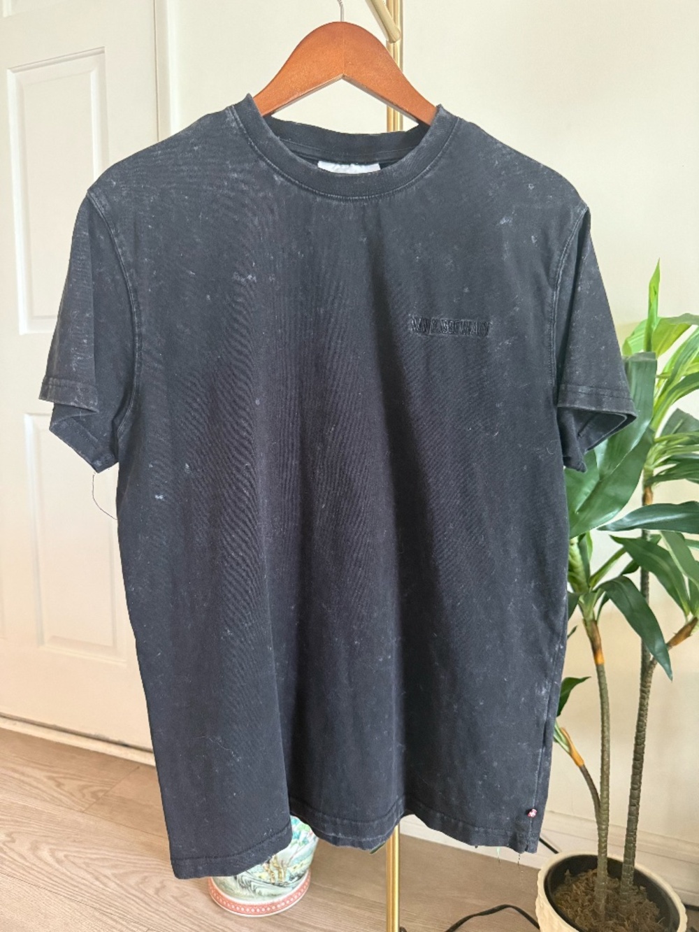Han Kjøbenhavn Acid Wash Logo T-Shirt Black Size Medium